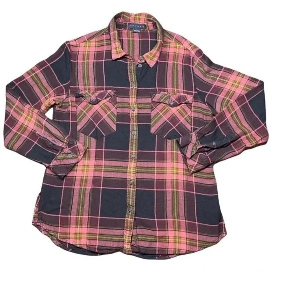 Sanctuary Purple Plaid Button Down Top